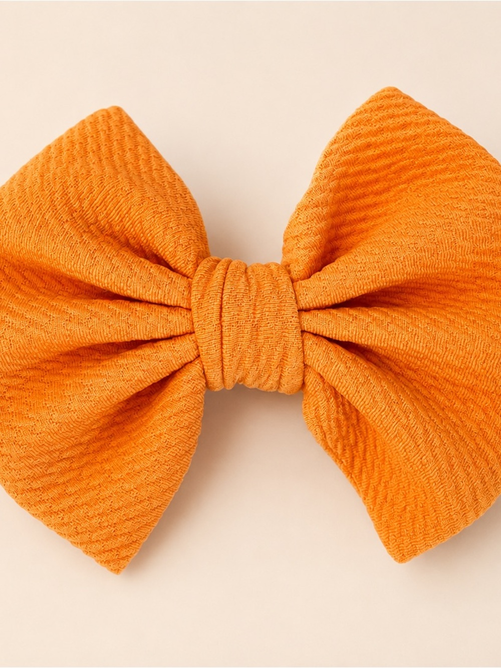 Kids Orange Fabric Hair Bow Small